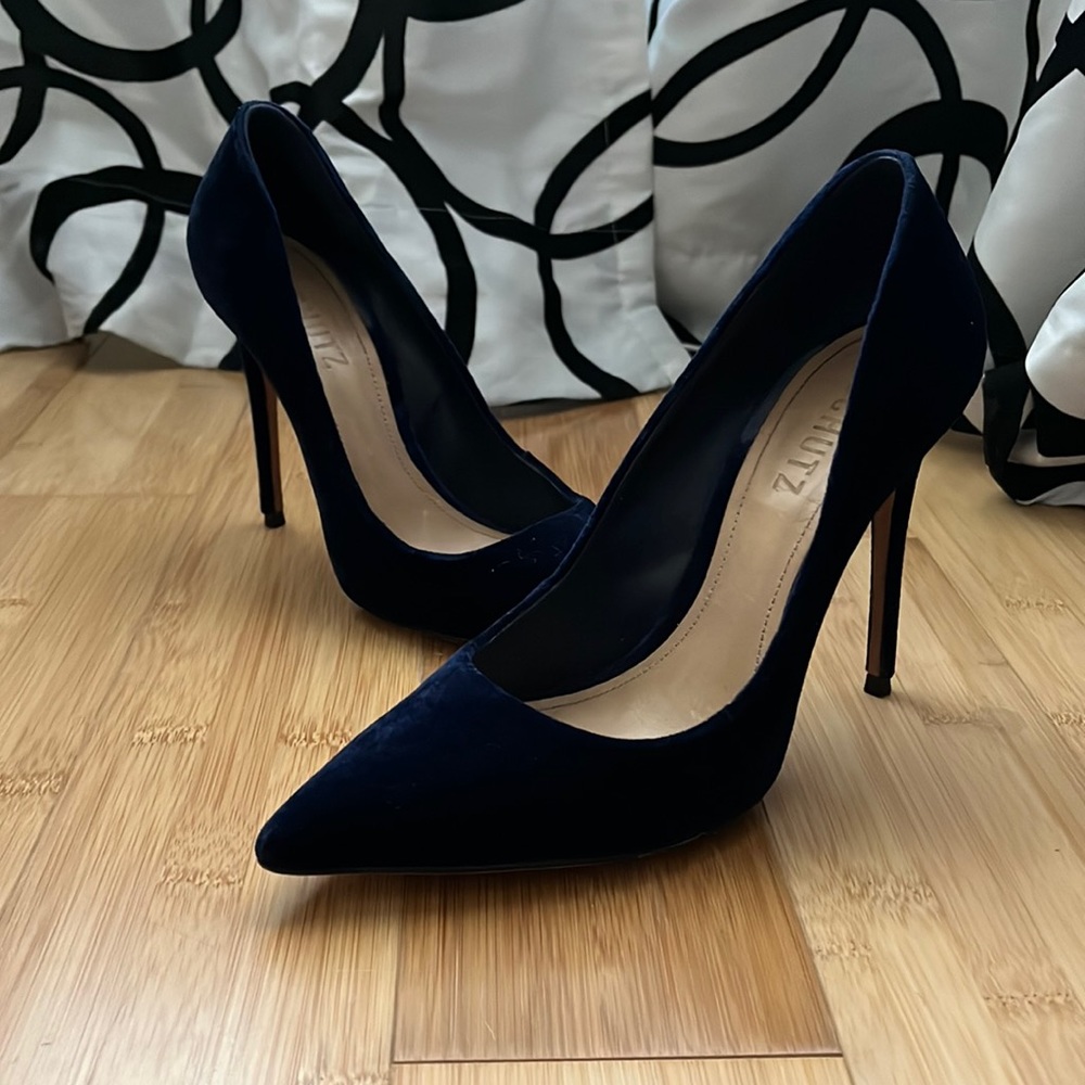 SCHUTZ navy blue suede heels pumps size 7